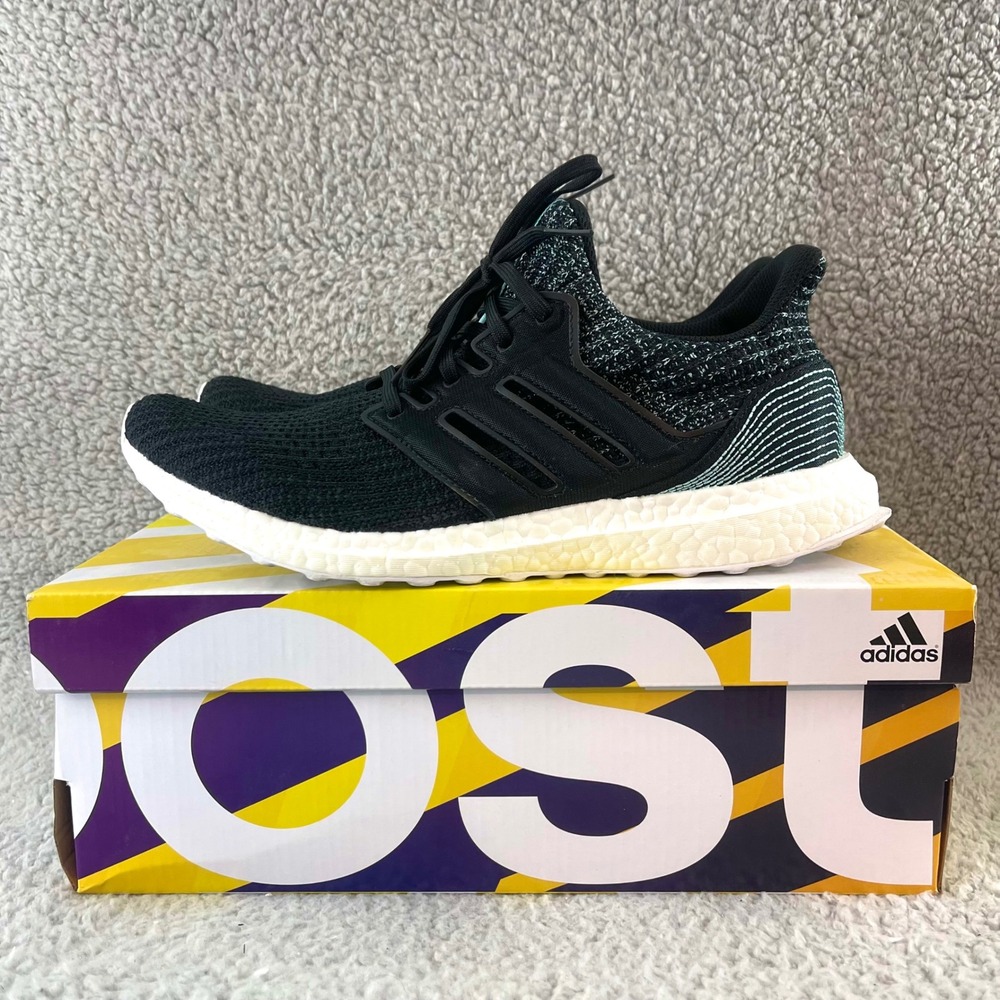 Adidas UltraBoost 4.0 Parley Mens Size 9 Black Carbon Blue Running Shoes F36190